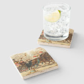 ヴィンテージのクリスマスのそりの乗車 ストーンコースター (横)