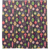 ヴィンテージのクリスマスのオーナメントパターン シャワーカーテン (正面)