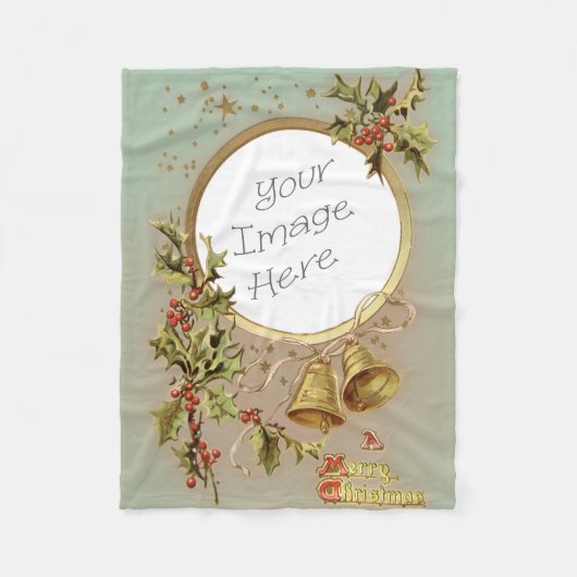 ヴィンテージのクリスマスのカスタマイズ可能な写真テンプレート フリースブランケット (正面)