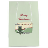 ヴィンテージのクリスマスのキャンピングカーのギフトバッグ ミディアムペーパーバッグ (正面)