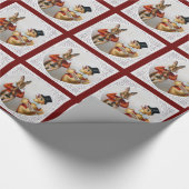 ヴィンテージのクリスマスのギフト用包装紙-鶏およびウサギ ラッピングペーパー (角)
