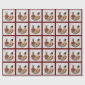 ヴィンテージのクリスマスのギフト用包装紙-鶏およびウサギ ラッピングペーパー (フラット)