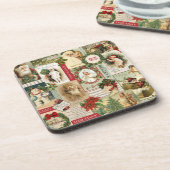 ヴィンテージのクリスマスのコラージュ コースター (左側)