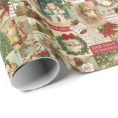ヴィンテージのクリスマスのコラージュ ラッピングペーパー (ロールコーナー)