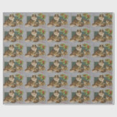 ヴィンテージのクリスマスのコリー ラッピングペーパー (フラット)