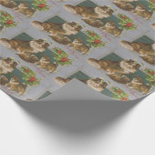 ヴィンテージのクリスマスのコリー ラッピングペーパー (角)