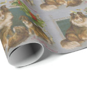 ヴィンテージのクリスマスのコリー ラッピングペーパー (ロールコーナー)