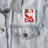 ヴィンテージのクリスマスのサンタのほとんどの美しいトナカイ 缶バッジ (インサイチュ)
