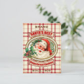 ヴィンテージのクリスマスのサンタのジンジャーブレッドのクッキー シーズンポストカード (スタンド正面)