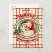 ヴィンテージのクリスマスのサンタのジンジャーブレッドのクッキー シーズンポストカード (正面/裏面)