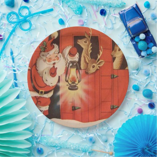 ヴィンテージのクリスマスのサンタのトナカイのパーティーのプレート ペーパープレート (パーティー)