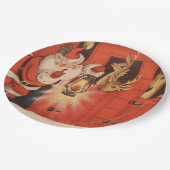 ヴィンテージのクリスマスのサンタのトナカイのパーティーのプレート ペーパープレート (アングル)