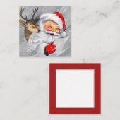 ヴィンテージのクリスマスのサンタのレトロのトナカイ スクエア名刺 (正面/裏面)