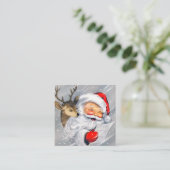 ヴィンテージのクリスマスのサンタのレトロのトナカイ スクエア名刺 (スタンド正面)