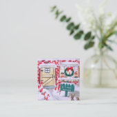 ヴィンテージのクリスマスのサンタのレトロの研修会 スクエア名刺 (スタンド正面)