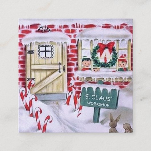 ヴィンテージのクリスマスのサンタのレトロの研修会 スクエア名刺 (正面)