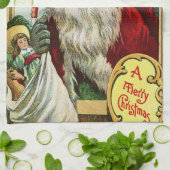 ヴィンテージのクリスマスのサンタの休日の台所タオル キッチンタオル (折り畳み)