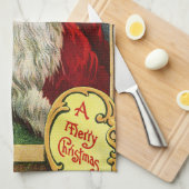 ヴィンテージのクリスマスのサンタの休日の台所タオル キッチンタオル (四つ折り)