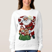 ヴィンテージのクリスマスのサンタの女性の休日のスエットシャツ スウェットシャツ (正面)