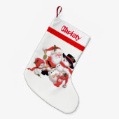 ヴィンテージのクリスマスのサンタの雪だるまの休日のストッキング スモールクリスマスストッキング (正面 (吊り時))