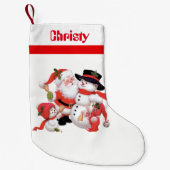 ヴィンテージのクリスマスのサンタの雪だるまの休日のストッキング スモールクリスマスストッキング (正面)