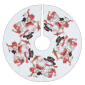 ヴィンテージのクリスマスのサンタの雪だるまの休日の木のスカート ブラッシュドポリエステルツリースカート (正面)