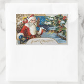 ヴィンテージのクリスマスのサンタクロースのステッカー 長方形シール (バッグ)