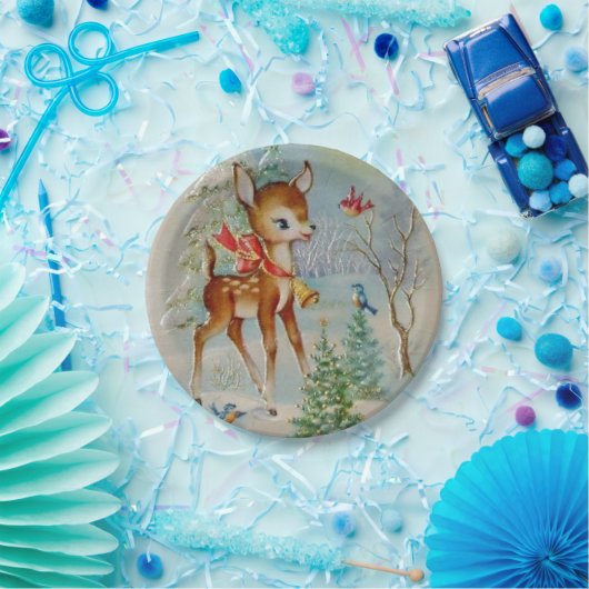 ヴィンテージのクリスマスのシカの休日のパーティのプレート ペーパープレート (パーティー)