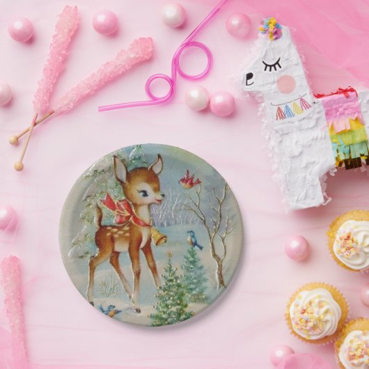 ヴィンテージのクリスマスのシカの休日のパーティのプレート ペーパープレート (パーティー)