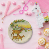 ヴィンテージのクリスマスのシカ ペーパープレート (パーティー)