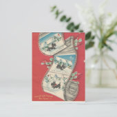 ヴィンテージのクリスマスのスコッチテリア犬 シーズンポストカード (スタンド正面)