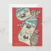 ヴィンテージのクリスマスのスコッチテリア犬 シーズンポストカード (正面/裏面)