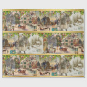 ヴィンテージのクリスマスのハヌカーの休日の冬場面 ラッピングペーパー (フラット)