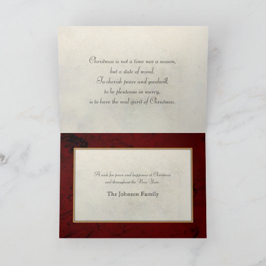 ヴィンテージのクリスマスのヒイラギおよび鐘 シーズンカード (内部)