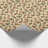ヴィンテージのクリスマスのヒイラギのギフトの包装紙 ラッピングペーパー (角)