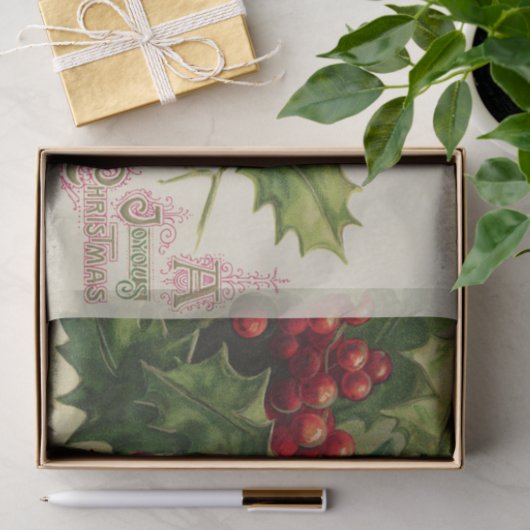 ヴィンテージのクリスマスのヒイラギの休日のパーティのティッシュ 薄葉紙 (ギフト)