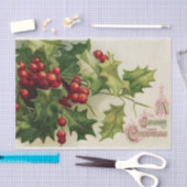 ヴィンテージのクリスマスのヒイラギの休日のパーティのティッシュ 薄葉紙 (クラフト)