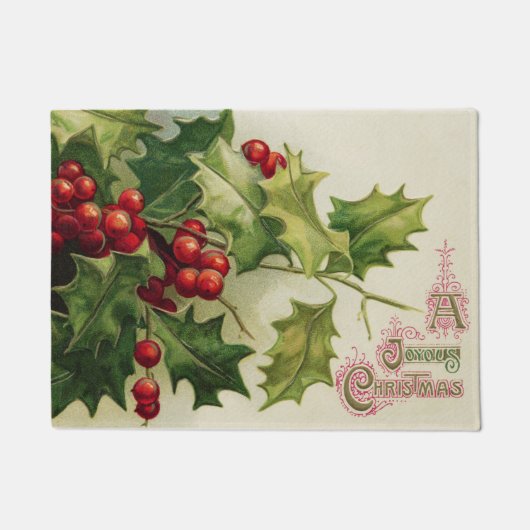 ヴィンテージのクリスマスのヒイラギの休日の玄関マット ドアマット (正面)