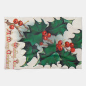 ヴィンテージのクリスマスのヒイラギの台所タオル キッチンタオル (横)