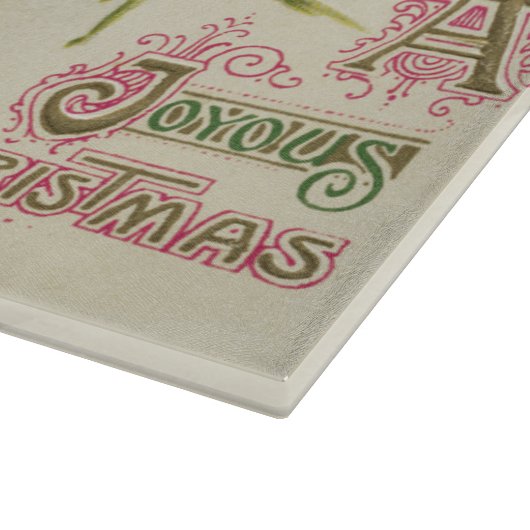 ヴィンテージのクリスマスのヒイラギの果実のガラスまな板 カッティングボード (角)