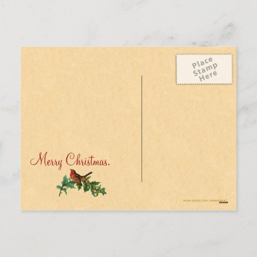 ヴィンテージのクリスマスのヒイラギの郵便はがき シーズンポストカード (裏面)