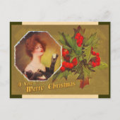 ヴィンテージのクリスマスのヒイラギの郵便はがき シーズンポストカード (正面)