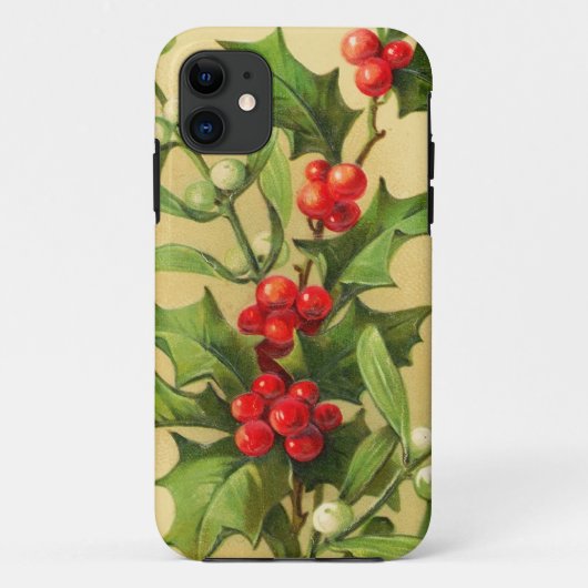 ヴィンテージのクリスマスのヒイラギ Case-Mate iPhoneケース (裏面)