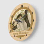 ヴィンテージのクリスマスのビクトリアンでかわいいダックスフント犬 ラージ壁時計 (傾斜)