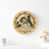 ヴィンテージのクリスマスのビクトリアンでかわいいダックスフント犬 ラージ壁時計 (ホーム)