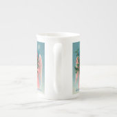 ヴィンテージのクリスマスのピンクの天使のティーカップ ボーンチャイナマグカップ (裏面)