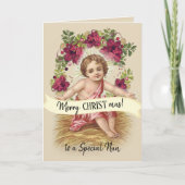 ヴィンテージのクリスマスのベビーのイエス・キリストのカトリック教徒の尼僧 シーズンカード (正面)