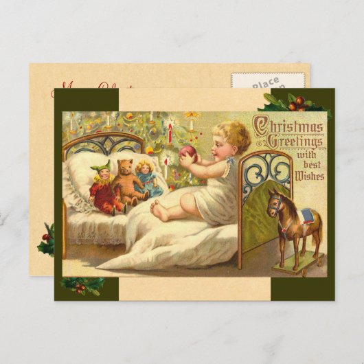 ヴィンテージのクリスマスのベビーの郵便はがき シーズンポストカード (正面/裏面)