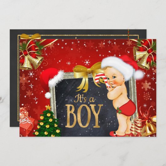 ヴィンテージのクリスマスのベビーシャワーの招待状 招待状 (正面/裏面)