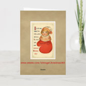 ヴィンテージのクリスマスのミトンの女の子の挨拶状 シーズンカード (裏面)
